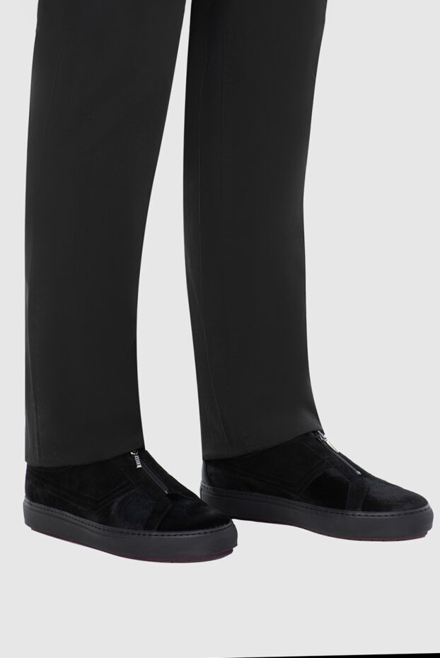 Zilli black men's suede and pony leather sneakers 164708 - photo 2