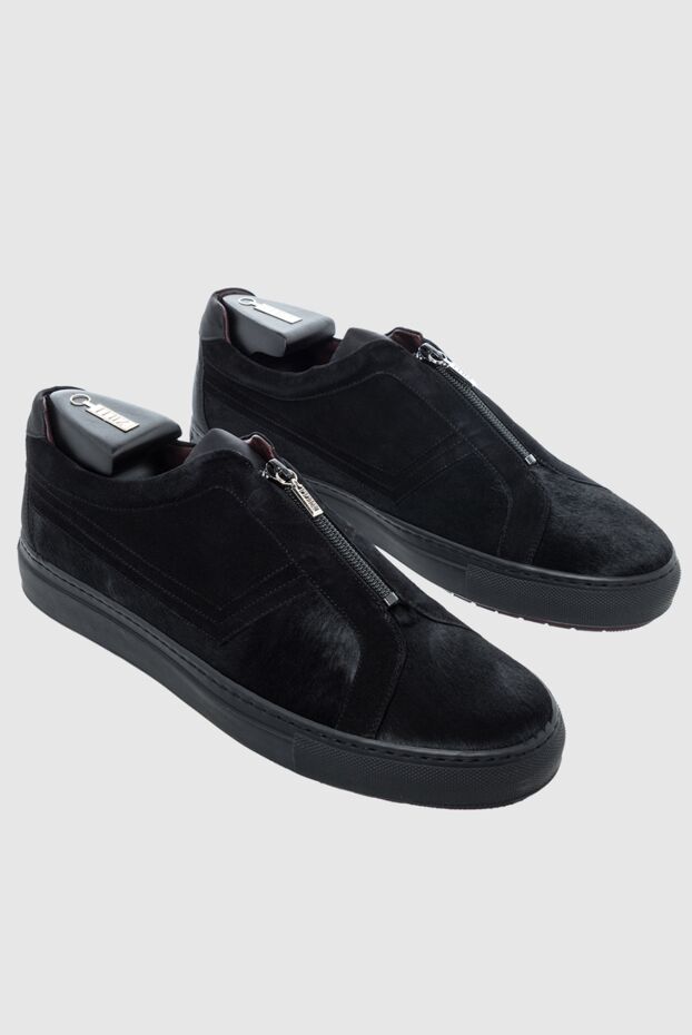 Zilli black men's suede and pony leather sneakers 164708 - photo 3