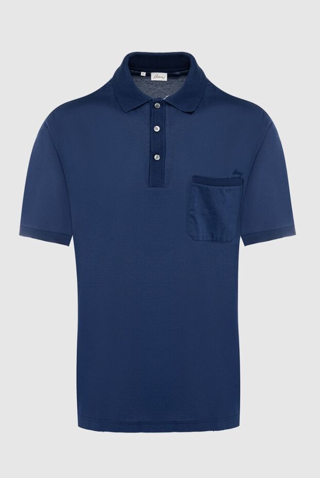 Brioni men's blue cotton polo shirt with chest pocket 164766 - photo 1