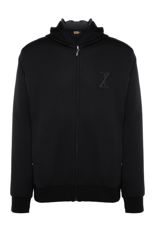 Black cotton jersey hooded sweatshirt - photo 1