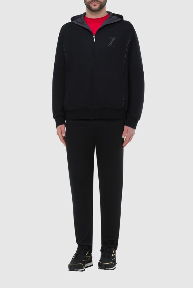 Black cotton jersey hooded sweatshirt - photo 2