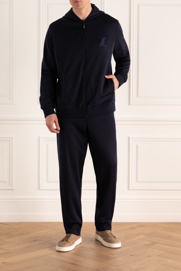 Sports suit for men made of cotton, polyamide, cashmere and silk blue - photo 2