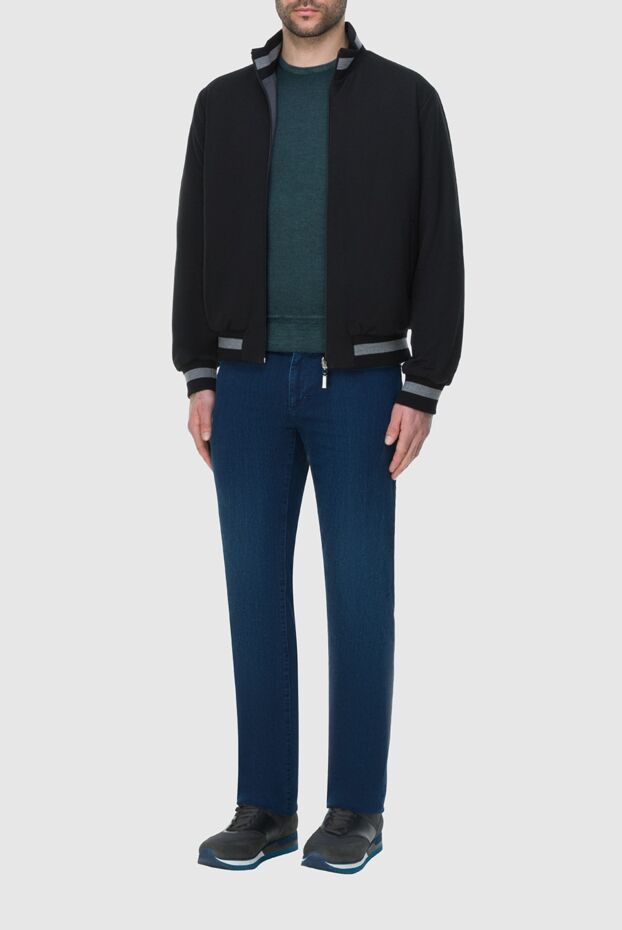 Zilli men's dark bomber jacket with gray stripes on the cuffs
 164778 - photo 2