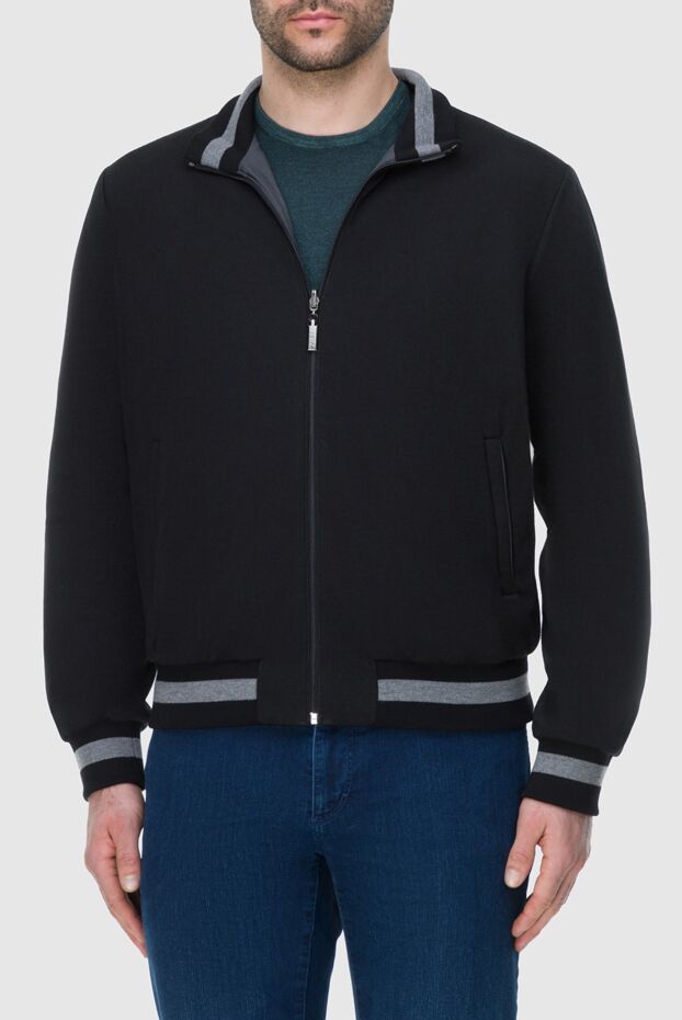 Zilli men's dark bomber jacket with gray stripes on the cuffs
 164778 - photo 3
