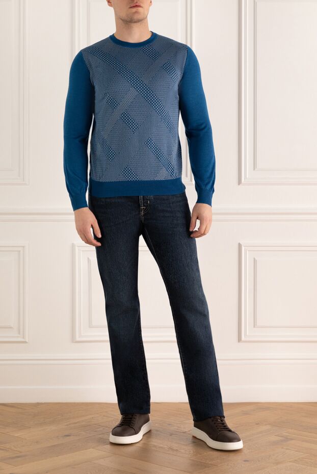 Zilli blue jumper with contrast jacquard pattern for men 164792 - photo 2