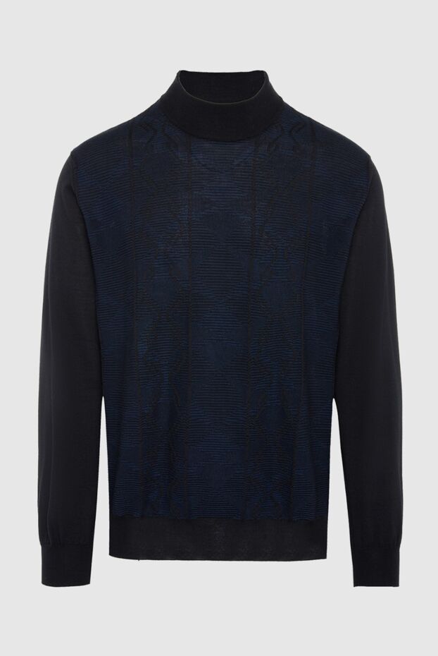 Zilli men’s dark blue wool jumper with a high collar and a relief pattern 164843 - photo 1