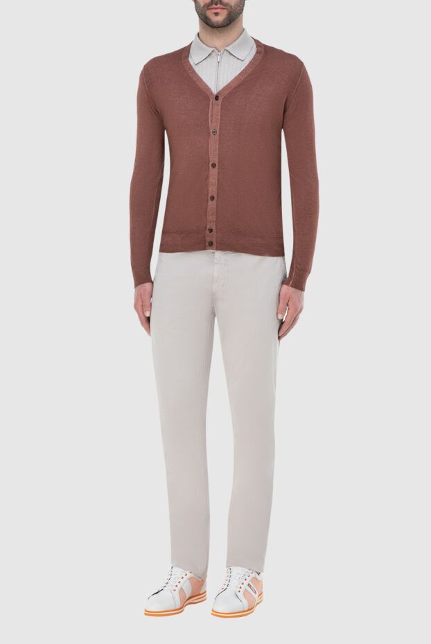 Zilli men’s brown cardigan with v-neck and buttons 164854 - photo 2