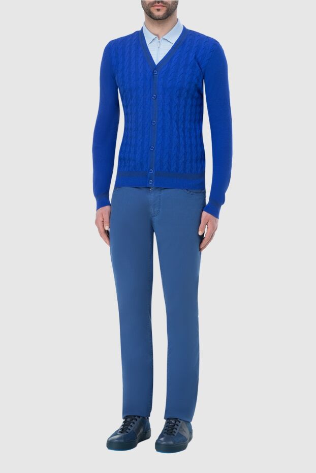 Zilli blue cardigan with textured weave made of cotton and silk
 164855 - photo 2