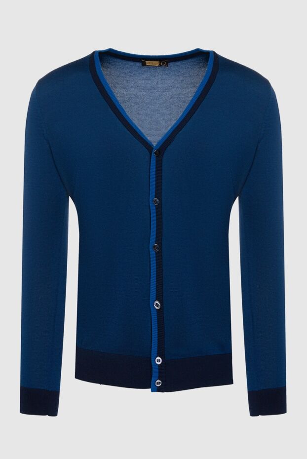 Zilli men's blue cashmere and silk cardigan with contrasting strip
164860 - photo 1