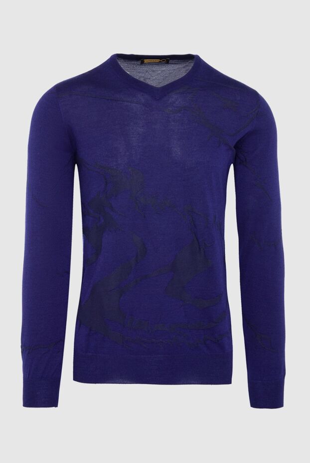 Zilli blue jumper with v-neck and dark pattern for men 164873 - photo 1