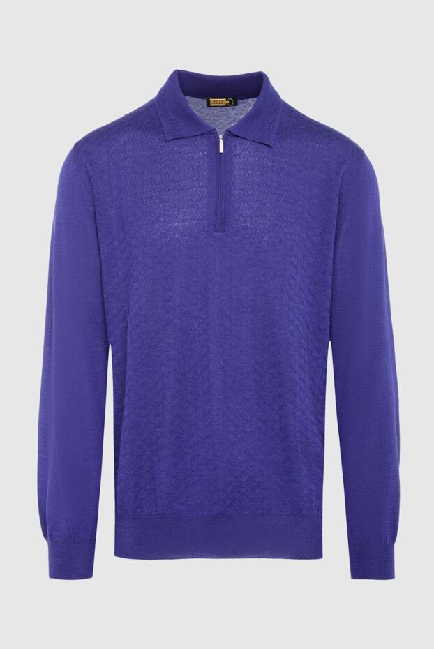 Zilli men's long sleeve purple polo shirt with a textured jacquard pattern 164883 - photo 1