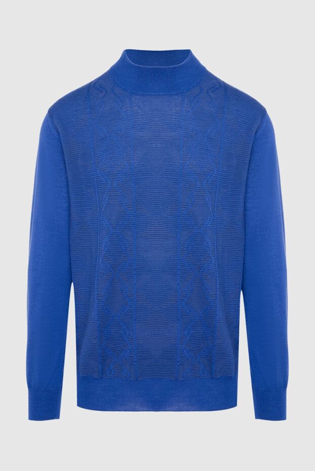 Zilli blue jumper with tone-on-tone pattern and high stand-up collar for men 164885 - photo 1