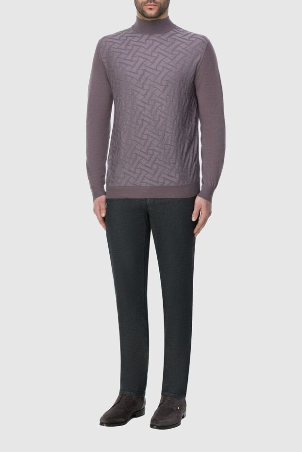 Zilli men's high-collar stand-up jumper made of cashmere and silk pink 164895 - photo 2