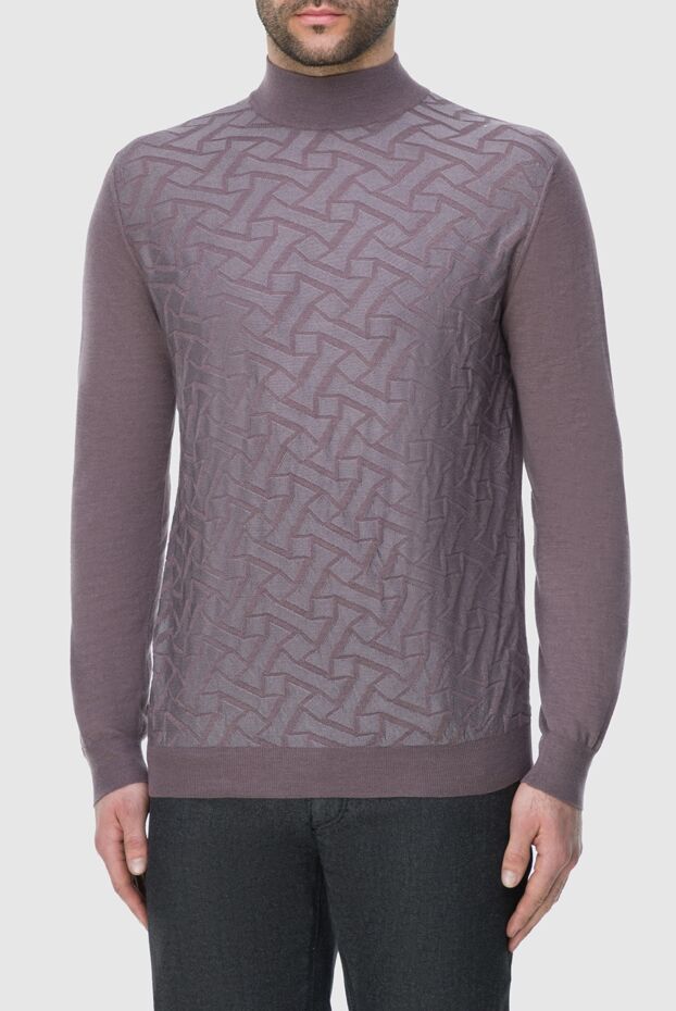 Zilli men's high-collar stand-up jumper made of cashmere and silk pink 164895 - photo 3