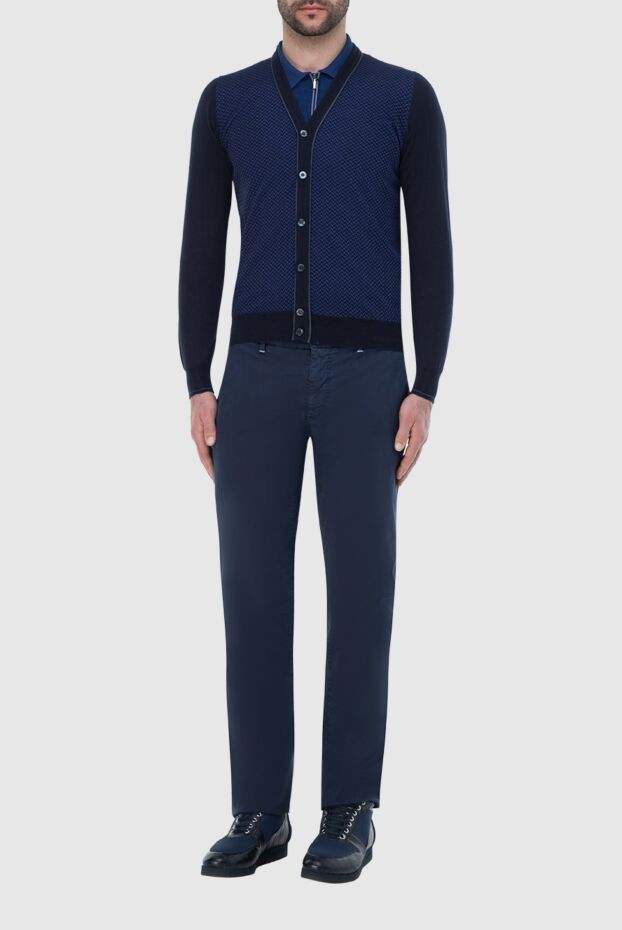 Zilli men's cashmere and silk cardigan in navy blue
 164930 - photo 2