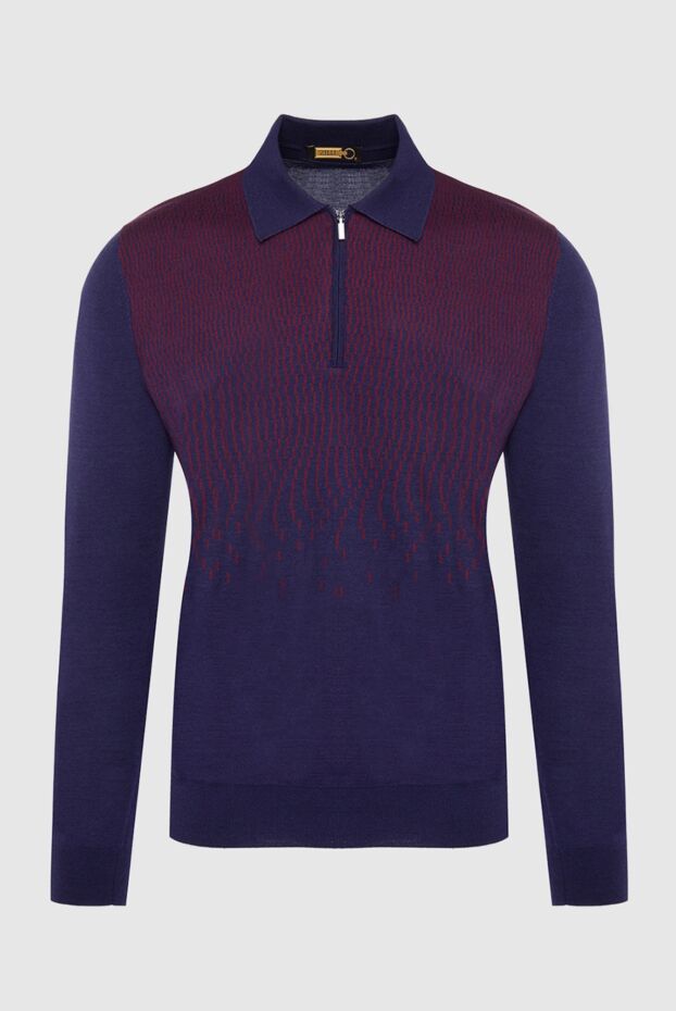 Zilli men's ink shade long sleeve knit polo shirt with gradient pattern 164978 - photo 1