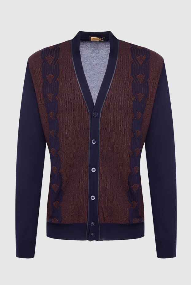 Zilli men’s blue cardigan with contrast insert and leather details 164980 - photo 1