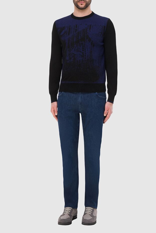 Zilli black cashmere jumper with contrast pattern for men 164982 - photo 2