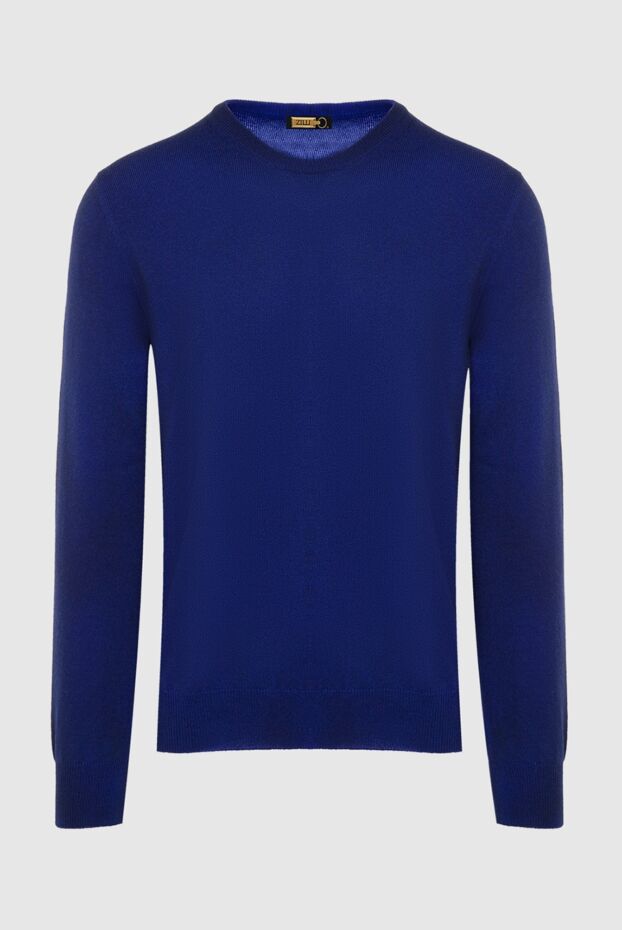 Zilli blue cashmere jumper with embroidered brand emblem on the back for men 164983 - photo 1