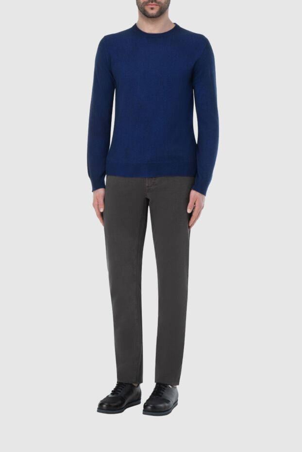 Zilli blue cashmere jumper with embroidered brand emblem on the back for men 164983 - photo 2