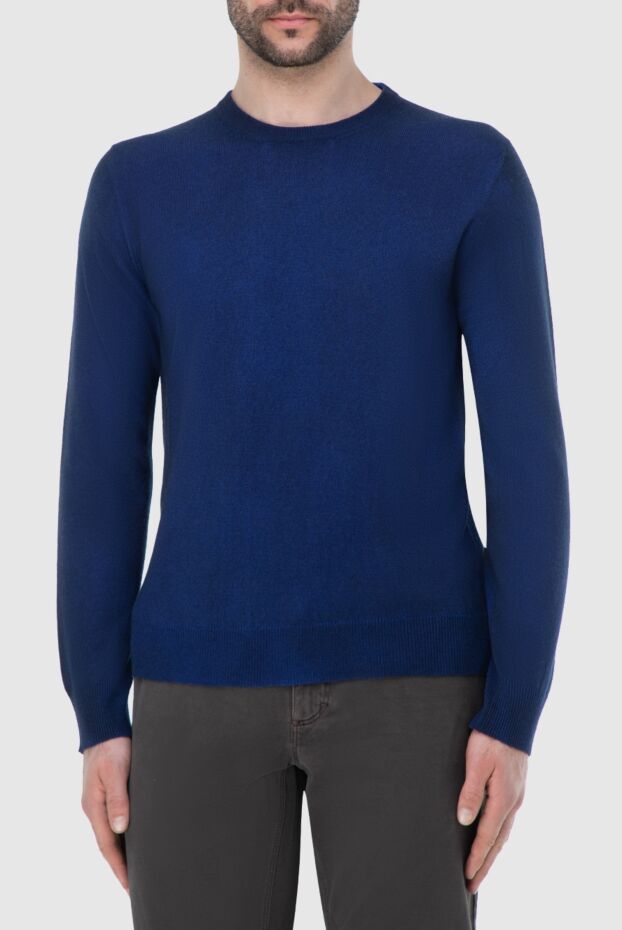 Zilli blue cashmere jumper with embroidered brand emblem on the back for men 164983 - photo 3