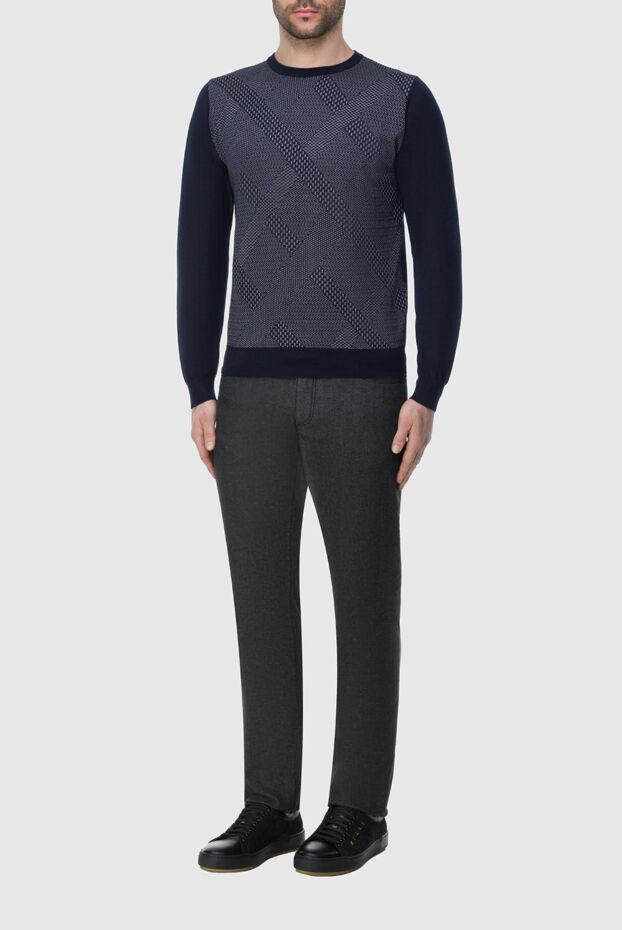 Zilli blue jumper with contrast geometric pattern for men 164999 - photo 2
