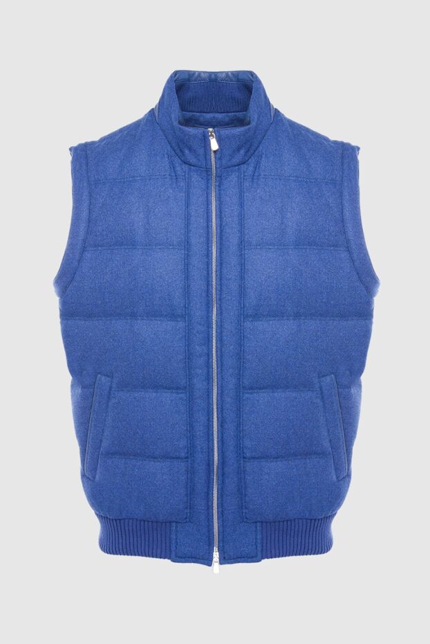 Men's quilted vest, warm, everyday, blue wool
- photo 1