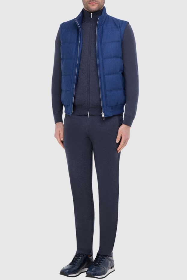 Men's quilted vest, warm, everyday, blue wool

 - photo 2