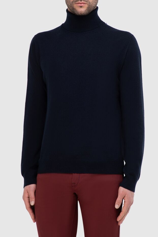 Malo dark blue slim-fit cashmere turtleneck for men 165262 - photo 3