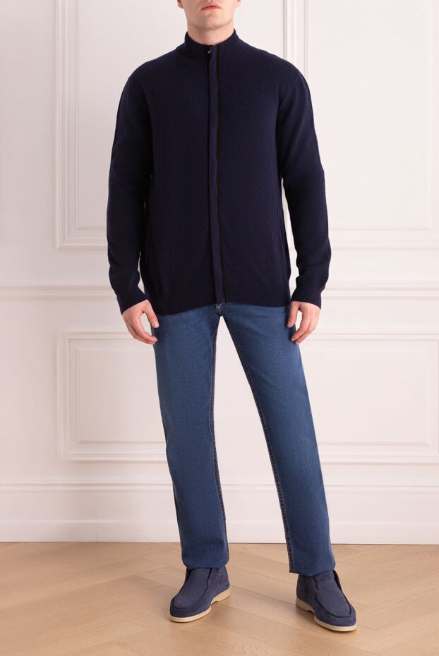 Malo navy blue cashmere jumper with stand-up collar and soft texture
 165263 - photo 2
