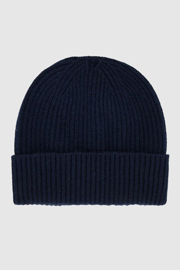 Malo dark blue ribbed knitted cashmere beanie for men 165279 - photo 3