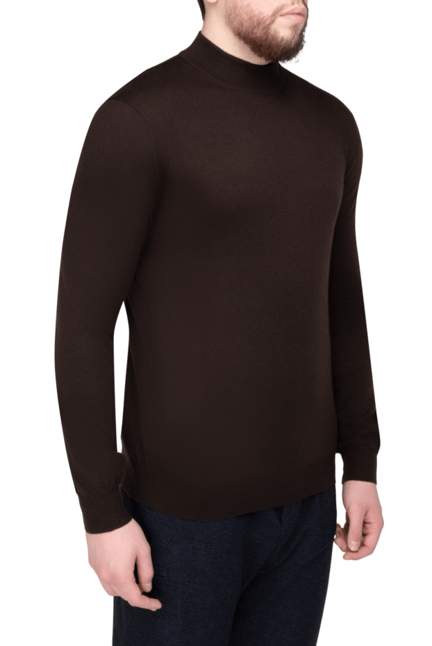 Malo men's high-collar stand-up jumper made of cashmere brown 165283 - photo 3