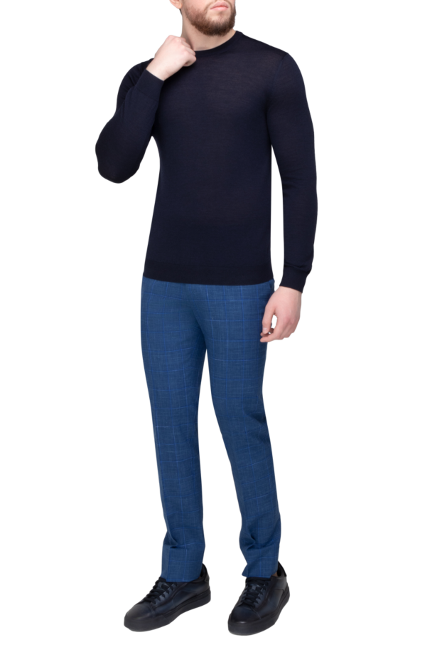 Malo blue men's wool, silk and cashmere jumper 165308 - photo 2