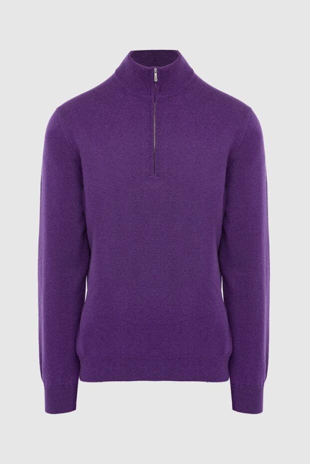 Malo men's soft cashmere zip-up jumper in rich purple 165312 - photo 1