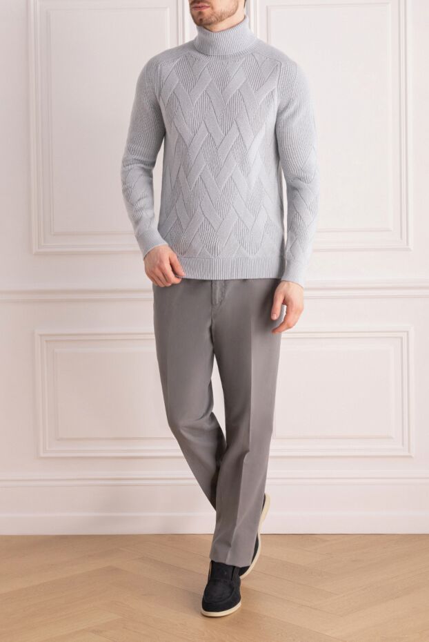 Malo blue men's turtleneck cashmere sweatshirt 165314 - photo 2