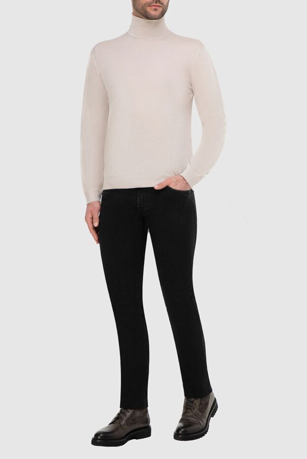 Malo men's milky colored turtleneck made of wool jersey
 165341 - photo 2