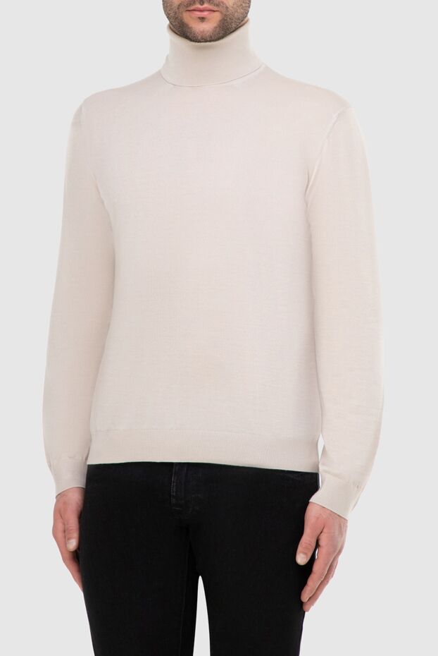 Malo men's milky colored turtleneck made of wool jersey
 165341 - photo 3