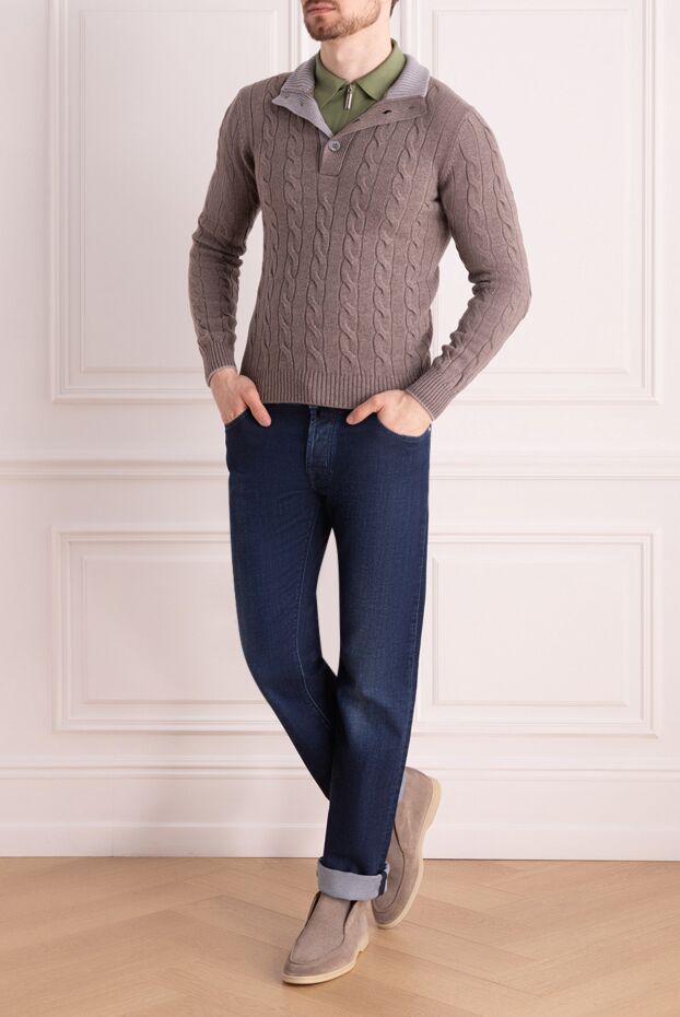 Gran Sasso men’s light brown buttoned cardigan with cable knit pattern 165405 - photo 2