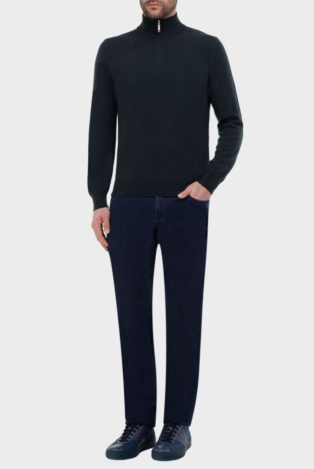 Gran Sasso dark gray plain cashmere troyer for men 165598 - photo 2