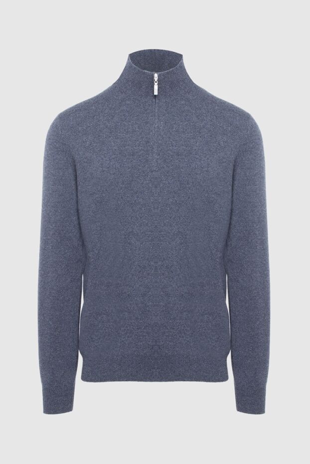 Blue melange cashmere Troyer for men - photo 1