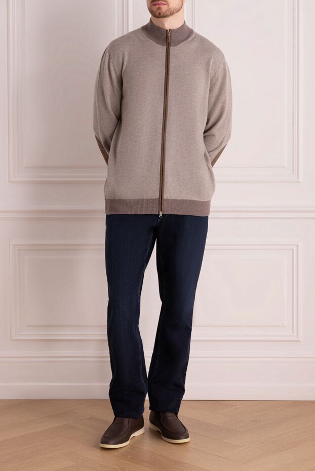 Gran Sasso men's knitted zip-up jumper in soft blended yarn with contrast trim
 165614 - photo 2
