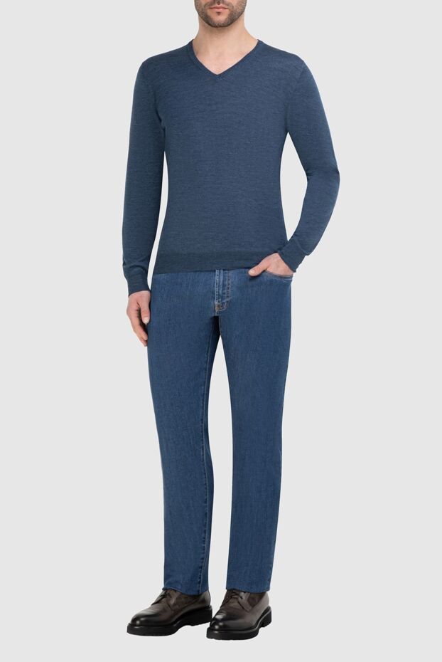 Gran Sasso blue jumper with v-neck for men 165663 - photo 2