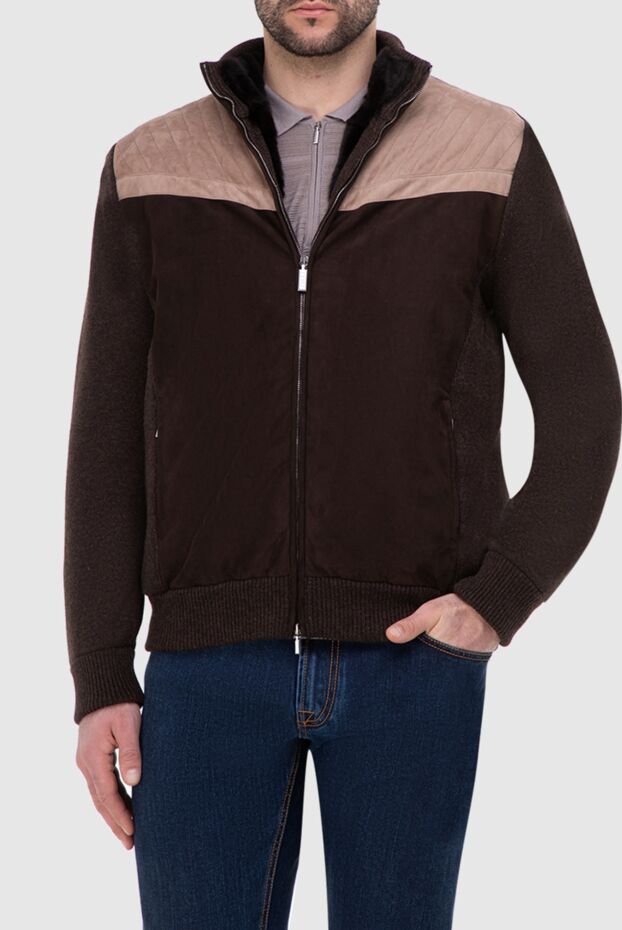 Zilli brown men's fur jacket made of genuine leather and cashmere 165764 - photo 3
