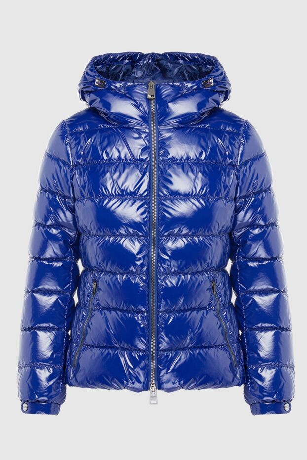 Herno blue glossy down jacket with belt and hood for women 165776 - photo 1