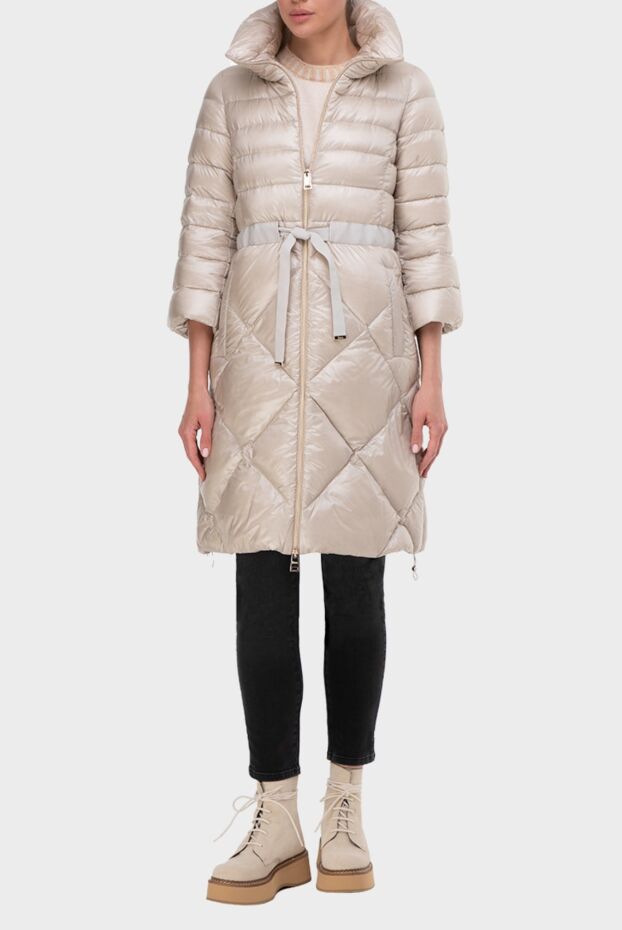 Herno beige quilted down jacket with belt and high collar
 165783 - photo 2
