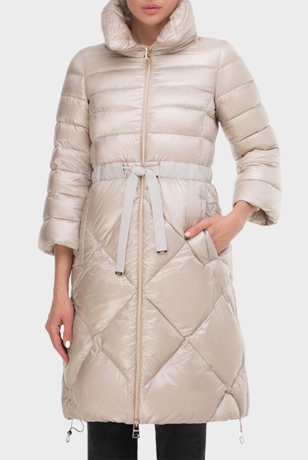 Herno beige quilted down jacket with belt and high collar
 165783 - photo 3