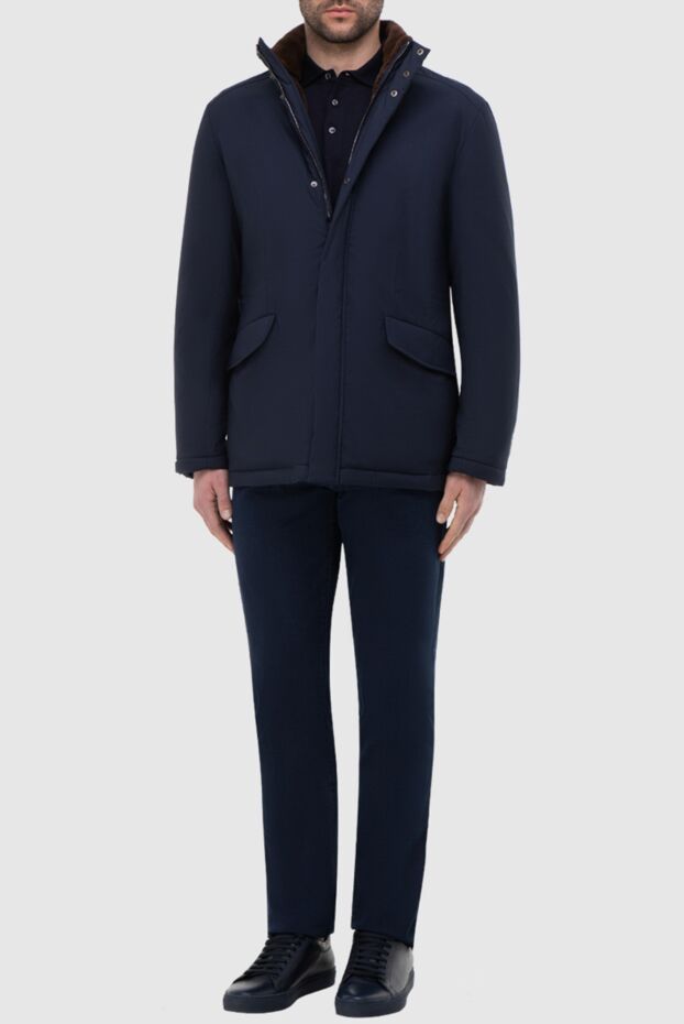 Fabio Gavazzi men's blue fur jacket made of wool, polyamide and silk 165813 - photo 2