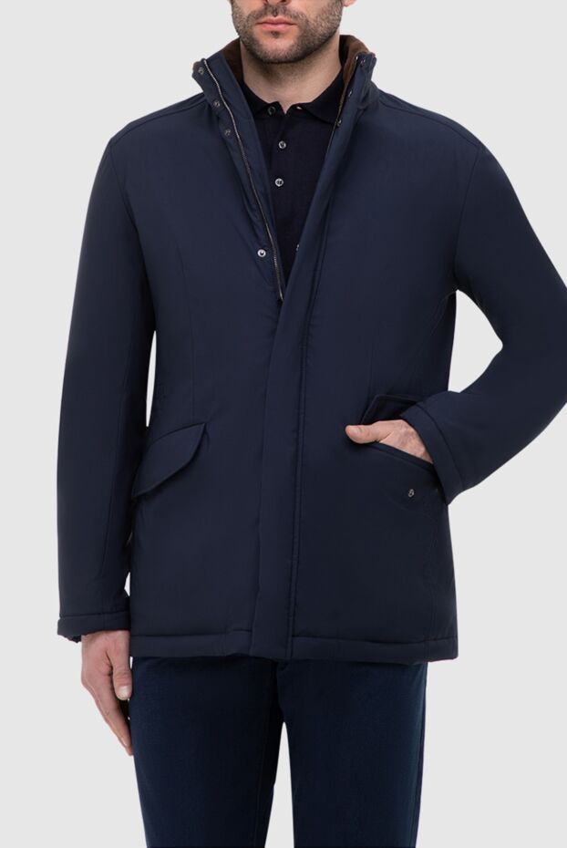 Fabio Gavazzi men's blue fur jacket made of wool, polyamide and silk 165813 - photo 3