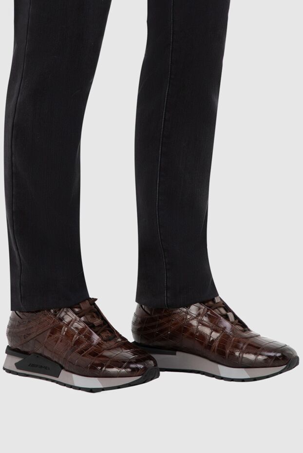 Santoni brown alligator leather sneakers for men 165978 - photo 3