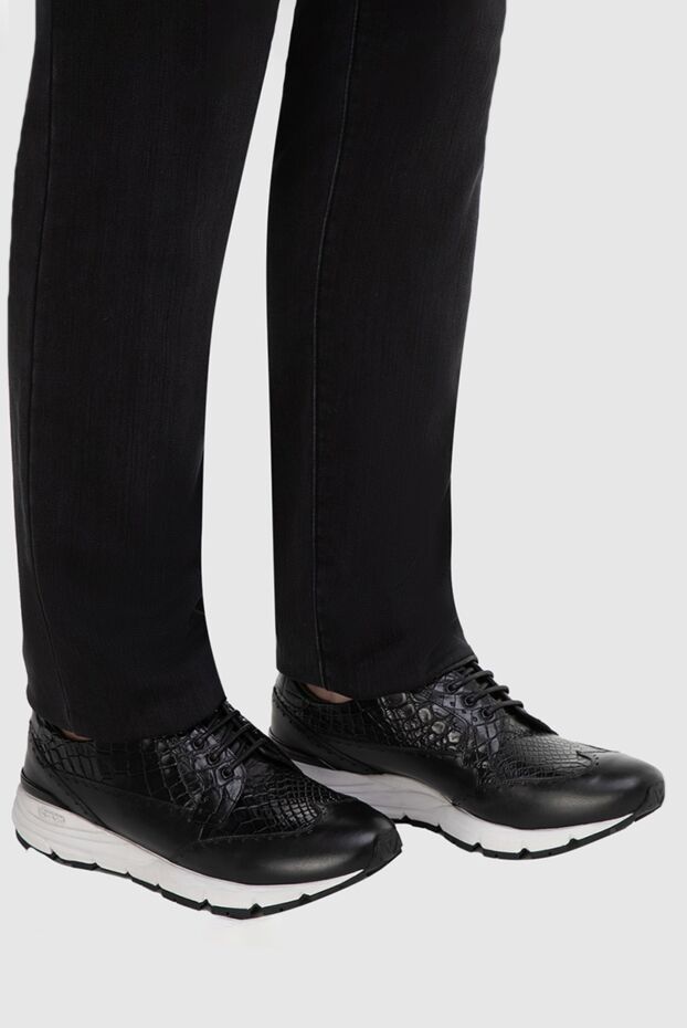 Tardini sneakers in glossy crocodile leather with a cushioned sole and contrast trim
 165999 - photo 3